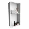 BLYLUND Shower Niche 12" x 24" Matte White Single Shelf Organizer NO Tile Needed, Stainless Steel Modern in Wall-Inserted Niche Recessed Shower S