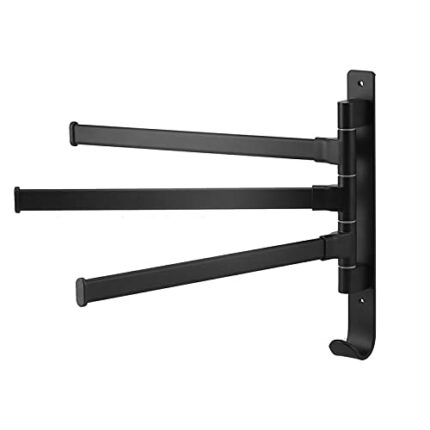 Garosa Swivel Towel Bar with 3 Arms Wall Mounted Towel Rail Space Aluminum Towel Rack Towel Holder Organizer for Bathrooms Balconies Kitchen,Rack