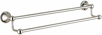 KNOXC Towel Racks,Towel Bar Double Towel Bar Wall Mounted Stainless Steel Round Base Towel Rail Polished Finish for Bathroom or Kitchentowel Rack
