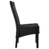 vidaXL 6x Dining Chair Kubu Rattan and Mango Wood Black Kitchen Furniture Seat