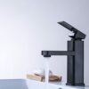 Bathroom Sink Taps, Hot& Cold Water Mixing Tap, Basin Faucet with Single Lever with Standard Hoses and Accessories, Stainless Steel, Black
