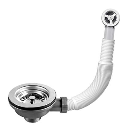 Hinata Kitchen Sink Waste Kit with Overflow Pipes Wash Basin Overflow Head Sink Overflow Head Overflow Pipe for Sink- Rectange Interface (Round)