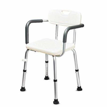 Bath Stools,Elderly Shower Bath Chair Pregnant Woman Bath Stool Aluminum Bathroom Disabled Bath Chair with Backrest and Armrest