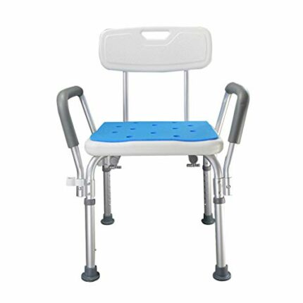 Bath Stools,Shower Stool Shower Stool Bathroom Seat Bath Chair Lightweight Aluminum with Armrests with Backrest Non-Slip Adjustable Height Elderl