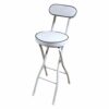 Portable Folding Stool, Folding Bar Stool With Back Support & Footrest, With Padded Seat, White/Black, For Adults Kitchen Island Outdoor,Black,65