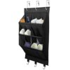 coastal rose Over the Door Shoe Organizer, Hanging Shoe Rack Organizer for Closet Door with 12 Deep Pockets & 3 Metal Hooks, 3-Tier Hanging Shoe