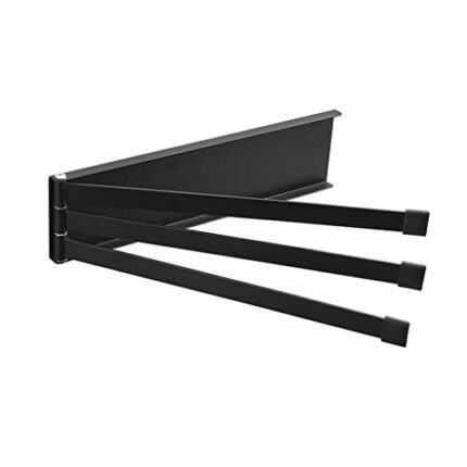 SMLJLQ Punch Free Aluminum Towel Rack Wall Mounted Folding Bar Kitchen Bathroom Rotatable Hanger Holder