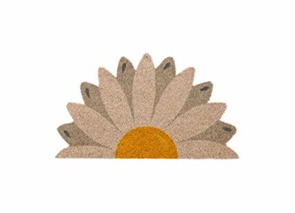 fisura. Indoor Daisy Rug - Original Coconut Doormat with Non-Slip PVC Backing - Size: 70 x 40 cm (Daisy Flower, White)