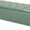 Button-Tufted Leather Storage Bench,Space-Saving Entryway Bench For Living Room Bedroom End Of Bed,Rectangle Upholstered,Light Brown,60X40X45Cm