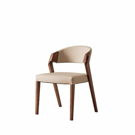 maozi Lounge Wood Leg Dining Chairs Cushions Desk Leather Chair Backrest Decoration