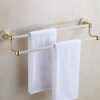 Bathroom Space Aluminum Wall Towel Rack Bathroom Towel Rack Shelf Storage Rack Single Rod Bathroom Shower Rack (Gold + White) Tower Hanger/80Cm