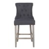 PS Global Clara Barstool Plush Velvet Upholstery With Washed Wooden Oak leg Upholstered for Breakfast Counter, Kitchen Island Home Barstool, Comf