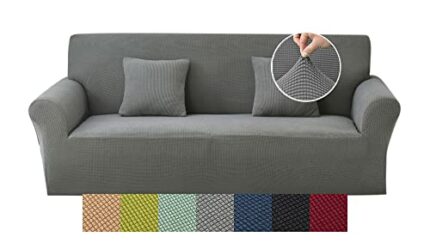 Carvapet Knitted Sofa Cover 2 Seater High Stretch Slipcover for Living Room Furniture Protector with Two Free Pillowcase