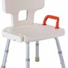 Bath Stools,Shower Stool Bath Chair Bathroom Seat with Armrests with Backrest Adjustable Height Portable Lightweight Aluminum Non-Slip Housing Be