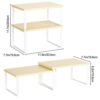 CADUKE Set of 2 Cabinet Kitchen Shelves Stackable Countertop Shelf and Expandable Wood Cabinet Organizer Shelves for Bathroom Study Room, Pale Ye