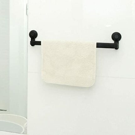Towel Bar Vacuum Suction Cup Single Towel Rail Bar,Free Punching Retractable Single Rod Storage Towel Rack Holder Wall Mounted Hanger Hook(Color: