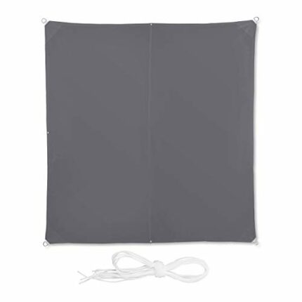 Relaxdays Square awning, water repellent, UV protection, with tension ropes, terrace, balcony sail WxD: 3 x 3 m, grey