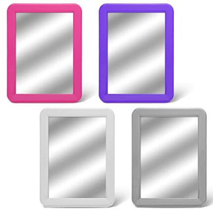Geelin 4 Pcs Magnetic Locker Mirror 5" x 7" for School Locker Sticky Locker Mirrors Stick on Mirror Colorful Locker Accessories for Refrigerator