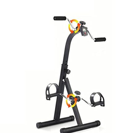 LUNEZY Folding Pedal Exerciser, Leg Pedal Exerciser Portable Adjustable Resistance with LCD Display for Sitting Down, Unisex and Elderly