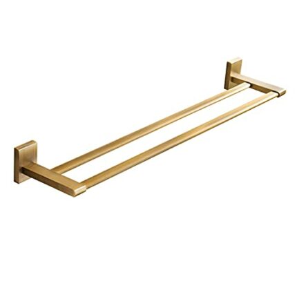 HIGOH Towel Rack Wall Mounted Double Towel Shelf Holder,Bathroom Kitchen Towel Storage Rack Towel Bar Copper Brushed Finish Towel Rod Bathroom Ha
