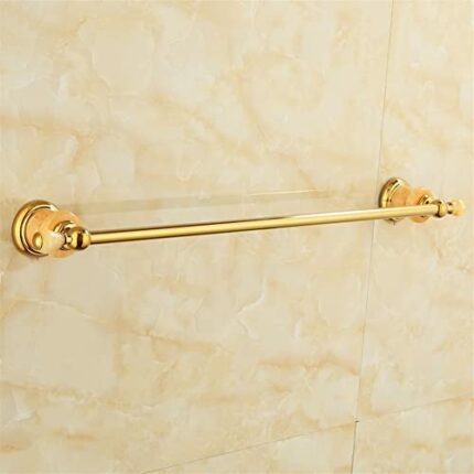 HIGOH Towel Racks, Towel Rail for Bathroom,European-Style All-Copper Natural Jadeen Towel Bar,Bathroom Hardware Hand Towel Holder,-Plated Single
