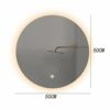 Bathroom mirror Round mirror backlit LED light mirror round wall-mounted smart with lamp mirror light single touch anti-fog mirror (Size : 60cm)