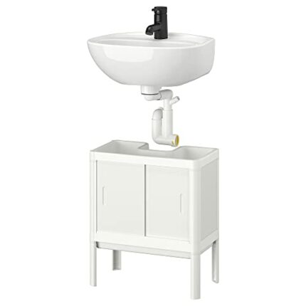 Ikea LILLTJÄRN/SKATSJÖN wash-basin base cabinet w 2 doors, 45x35 cm, white/Saljen tap