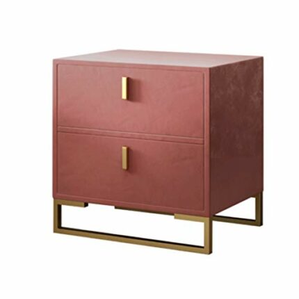 FRDTSG Bedside Table Nordic Bedside Locker Bedroom Light Metal Chassis To Receive Ark Contemporary And Contracted Solid Wood