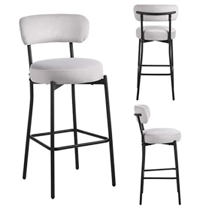 PS Global Milan Barstool Luxurious Plush Velvet Upholstery Elegant Barstool For Breakfast Bar, Counter, Kitchen and Home Barstool, Quality Fabric