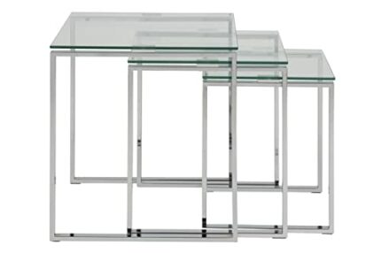 AC Design Furniture, Nest Table, Silver, 50 x 50 x 55 cm
