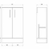 VeeBath STR-CR47-WH Lumin Cloakroom Vanity Basin Cabinet 2 Soft Close Door Bathroom Furniture Unit with Ceramic Sink-470mm, High Gloss White, 470