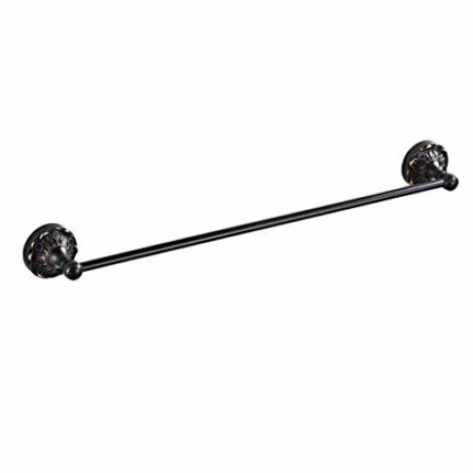 RSOCHS Single Towel Bar, SUS 304 Stainless Steel Towel Hanger Wall Shelf Rack Black for Bathroom, Kitchen