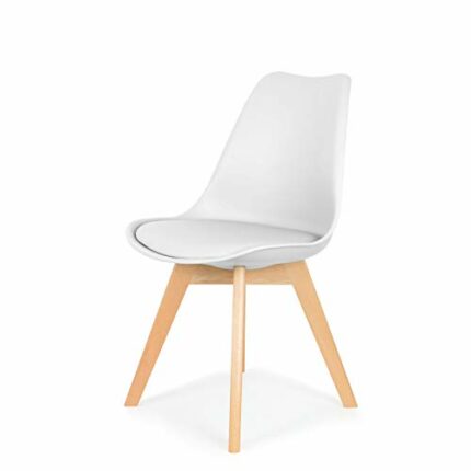 IHANA Dining Chair with Cushioned Pad Seat & Solid Beech Wood Legs for Mid Century Modern Dining Room Living Room Bedroom Kitchen & Lounge