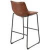 DINGZZ Faux Leather High Bar Stool with Backrest, Set of 2, Brown Bar Stools Set of 2 Chair Bar