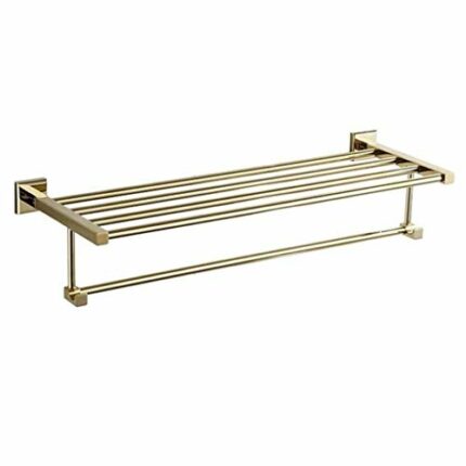N/A Copper Towel Racks with Shelf, Bathroom Shelf with Towel Bar Rod for Wall Mount, Multifunction Double Towel Holder