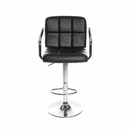 LUKEO Counter Height Bar Stools Leather Adjustable Bar Chairs for Kitchen Living Room Pub Swivel Bar Stool Armrest (Color : Svart)