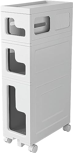OPSREY Narrow Bathroom Floor Cabinet 4-Tier Storage Drawers, Space Saving Slim Toilet Paper Storage Cabinet with Casters Storage Drawer Cart Larg