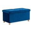BRIAN & DANY Ottoman Storage Box with 4 Wood Legs, Velvet Foot Stool, Footstools for Living Room, Pink, 76 x 38 x 38 cm