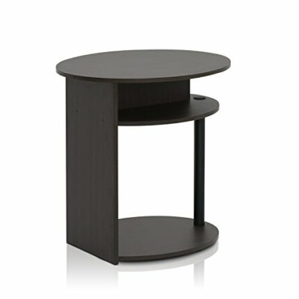 Furinno JAYA Simple Design Oval End Table, Side Table, Bedside Table, Walnut