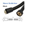 Black Shower Hose Stainless Steel Shower Bath Extension Replacement Part Bathroom 1.5m Flexible Hose Handheld Shower