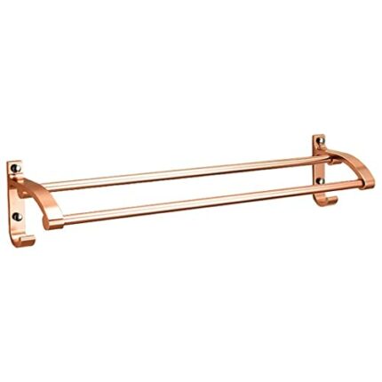 HIGOH Towel Rack Double Towel Rail,Wall Mounted Towel Bar,Space Aluminum Towel Rack Holder with Double Hooks Bathroom Hardware