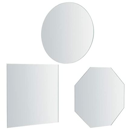 FINGERINSPIRE 3 Style Beveled Glass Mirror 152x152mm Square & Round & Octagon Mirror Panels 3mm Beveled Wall Mirror Modern Glass Mirror Base for
