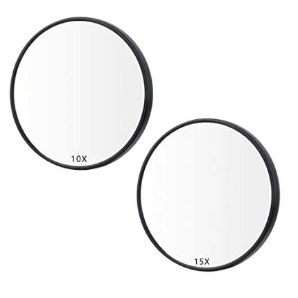 guangyuan 2 Pieces Eyebrow Magnifying Mirror 15X 10X Makeup Mirror Small Mini Travel Mirror with Suction Cups for Makeup Eyebrow Tweezing Makeup
