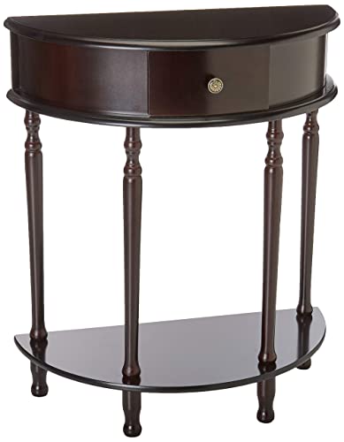 Frenchi Furniture Table, Wood, Espresso, Half Round