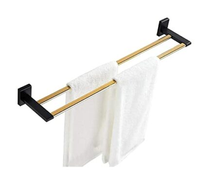 HIGOH Towel Rack Bathroom Bathroom Towel Rail Rack Holder Double Towel Bar Hanger Wall Mount Towel Rack Contemporary Style Tower Hanger Bathroom