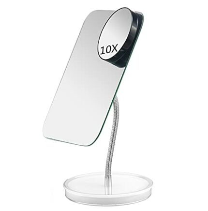 Jasefa Desk Makeup Mirror with Detachable 10x Magnification,360° Rotation Flexible Gooseneck Mirror with Stand,Tabletop Cosmetic Mirror,Good for