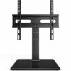 Universal TV Stand - Table Top TV Stand for 27-55 inch LCD LED TVs - 9 Level Height Adjustable TV Base Stand with Tempered Glass Base & Wire Mana