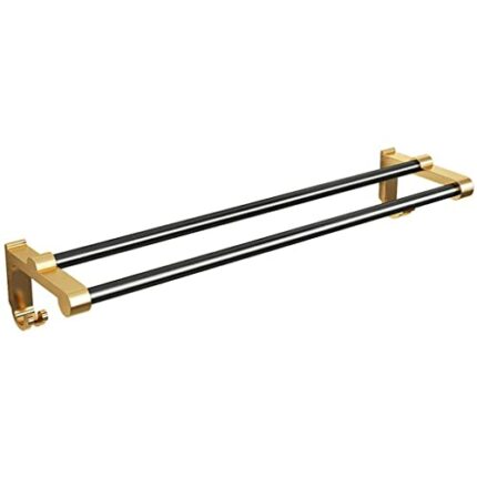 HIGOH Towel Rack Double Towel Rail,Multifunction Wall Mounting Towel Rack,2-Armed Towel Holder with,Aluminum,Bathroom Hardware