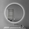 Bathroom mirror Round mirror backlit LED light mirror round wall-mounted smart with lamp mirror light single touch anti-fog mirror (Size : 60cm)