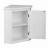 VERSANORA Teamson Home Wooden Bathroom Wall Cabinet, Corner Bathroom Cabinet, Removable Wall Cabinet, One Door and Interior Shelf, White, Glancy